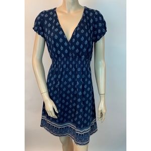 Lucky Brand Dress Blue Mini Faux Wrap V Neck XL